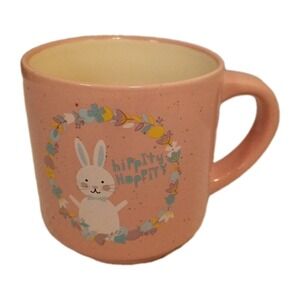 Holiday Home Hip Hop Hooray Pink Floral Easter Bunny Pink Stoneware Coffee Cup